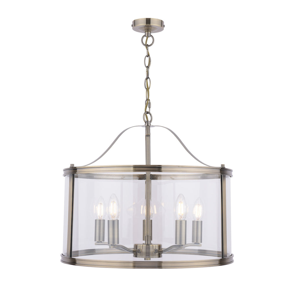 Harrington Antique Brass 5 Light Lantern Ceiling Light by Laura Ashley