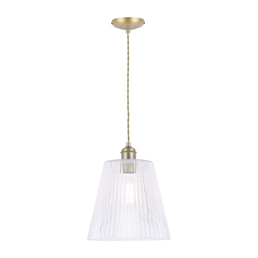 Laura Ashley Callaghan Grand Pendant Antique Brass & Ribbed Glass by Laura Ashley