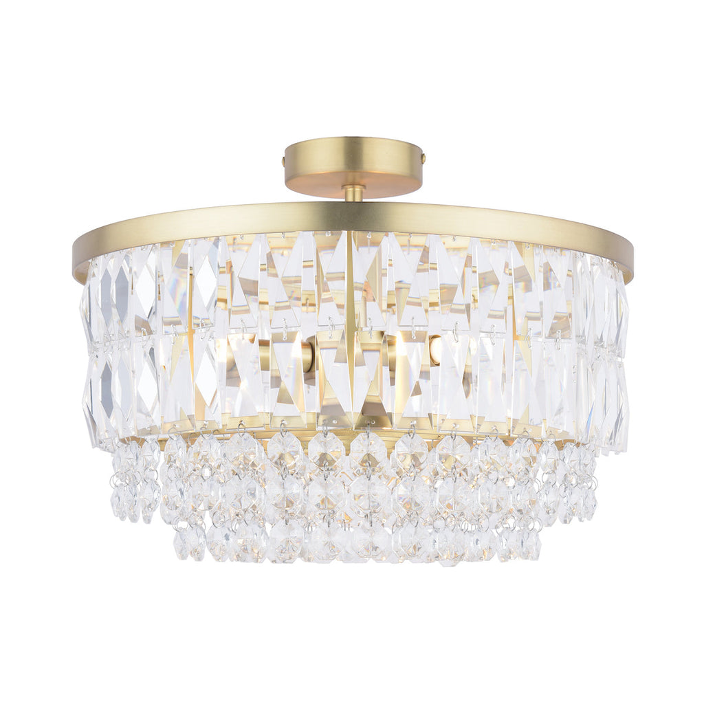 Rhosill 3 Light Semi Flush Glass & Antique Brass by Laura Ashley