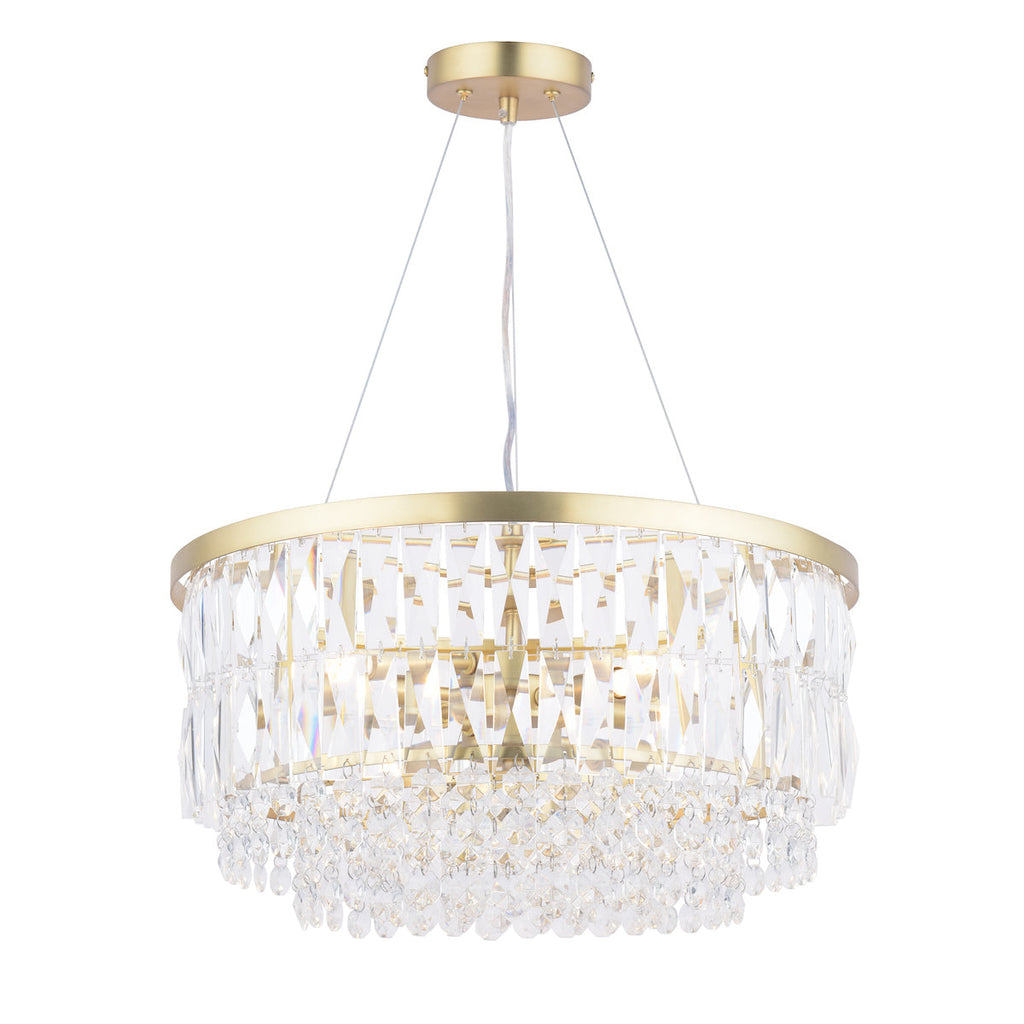 Rhosill 4 Light Pendant Glass & Antique Brass by Laura Ashley