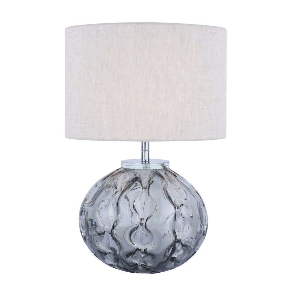 Elderdale Table Lamp Smoked Glass & Polished Chrome With Shade by Laura Ashley