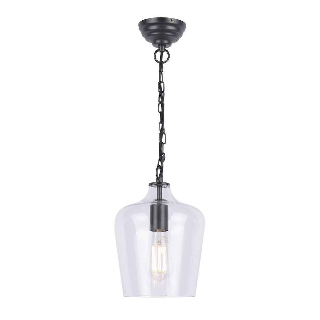 Ockley Bottle Pendant Glass & Matt Black by Laura Ashley