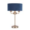 Sorrento 3 Light Table Lamp Antique Brass & Blue Shade by Laura Ashley