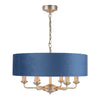 Sorrento 6 Light Pendant Antique Brass & Blue Shade by Laura Ashley