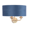 Sorrento 2 Light Wall Light Antique Brass & Blue Shade by Laura Ashley