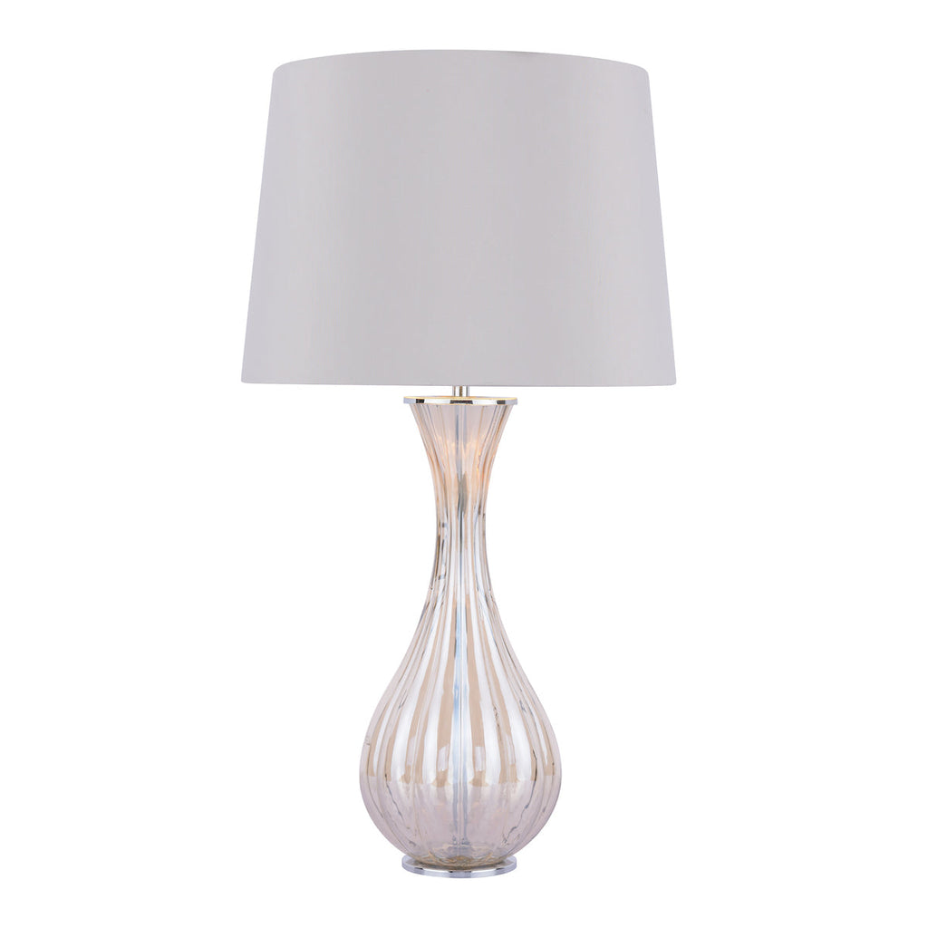 Nevern Table Lamp Champagne Glass & Polished Chrome With Shade by Laura Ashley