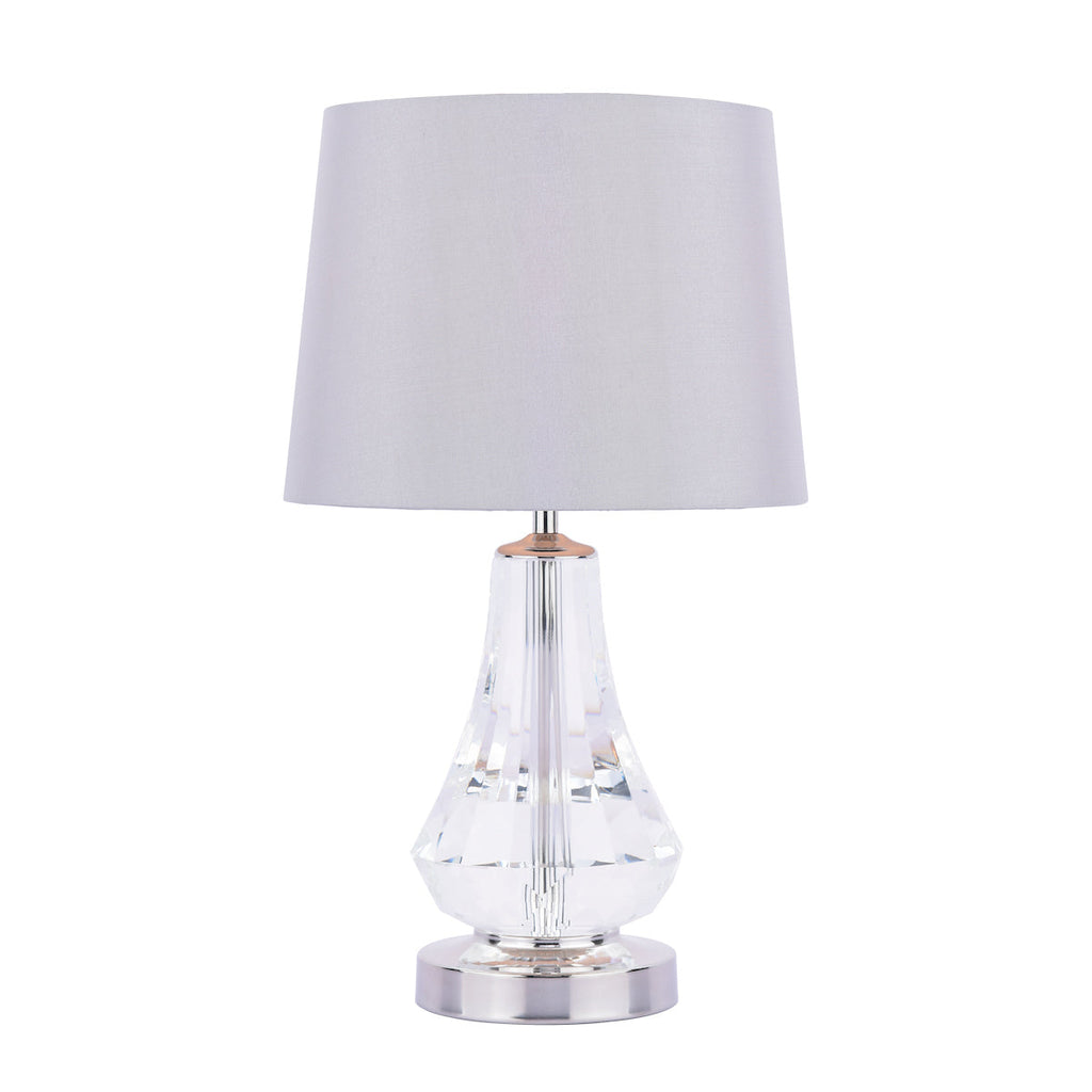 Humby Touch Table Lamp Crystal & Polished Nickel With Shade by Laura Ashley