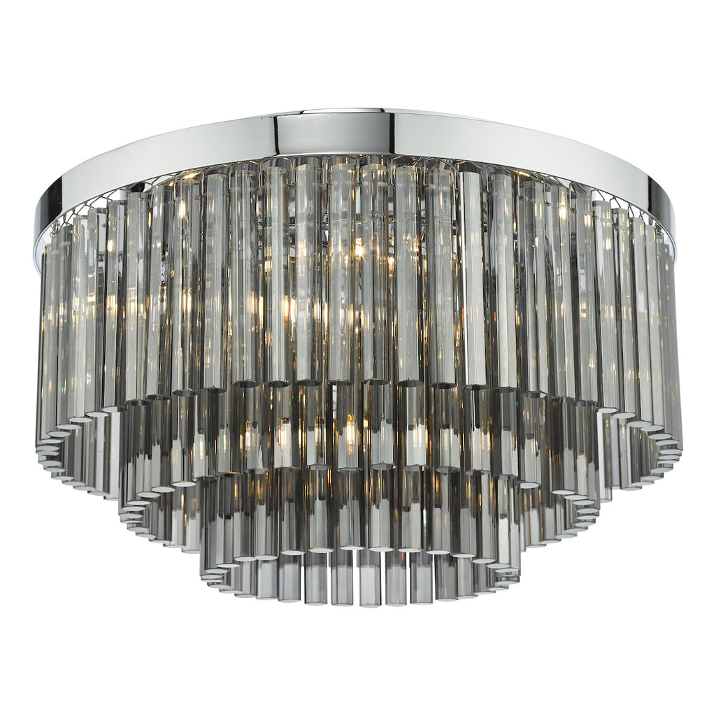 dar-lighting-Logan-5-Light-Flush-Polished-Chrome-Smoked-Glass
