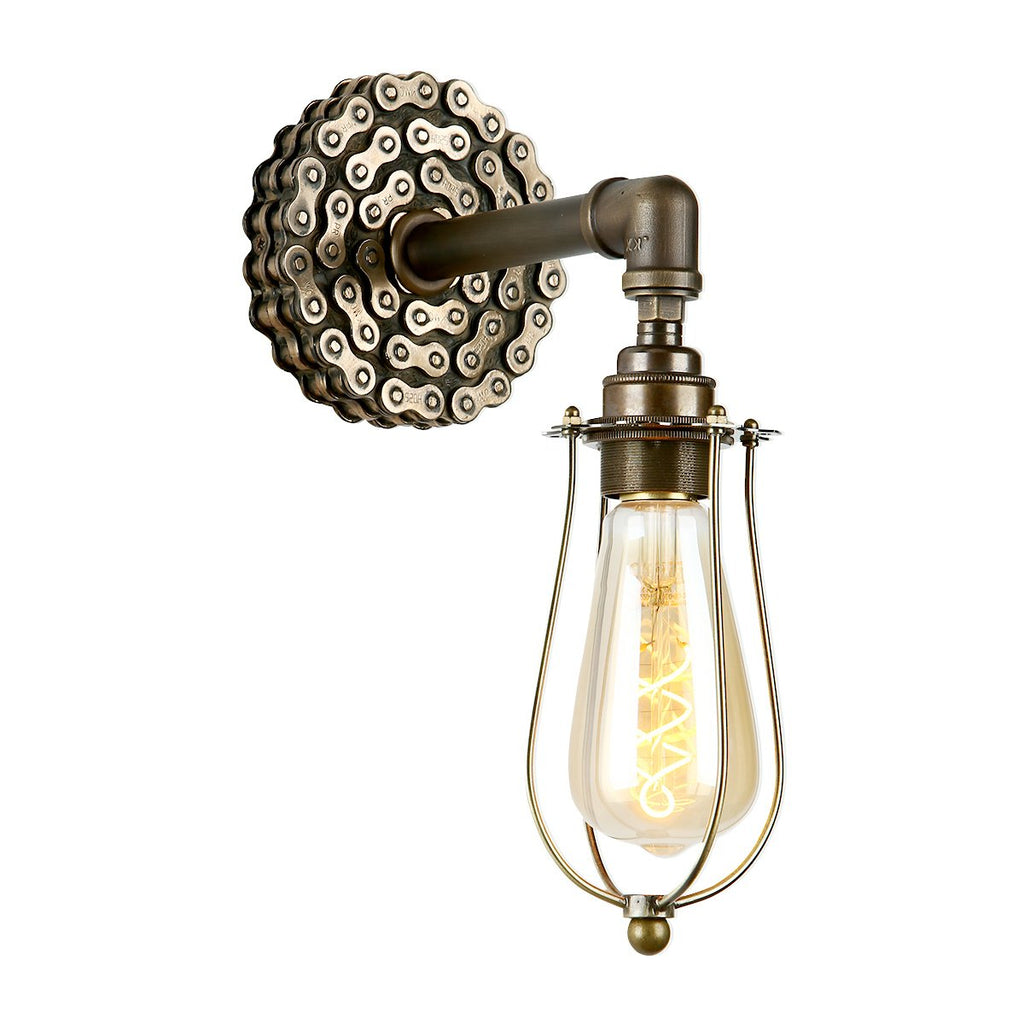 LOXLEY single wall light in bronze with cage by David Hunt Lighting