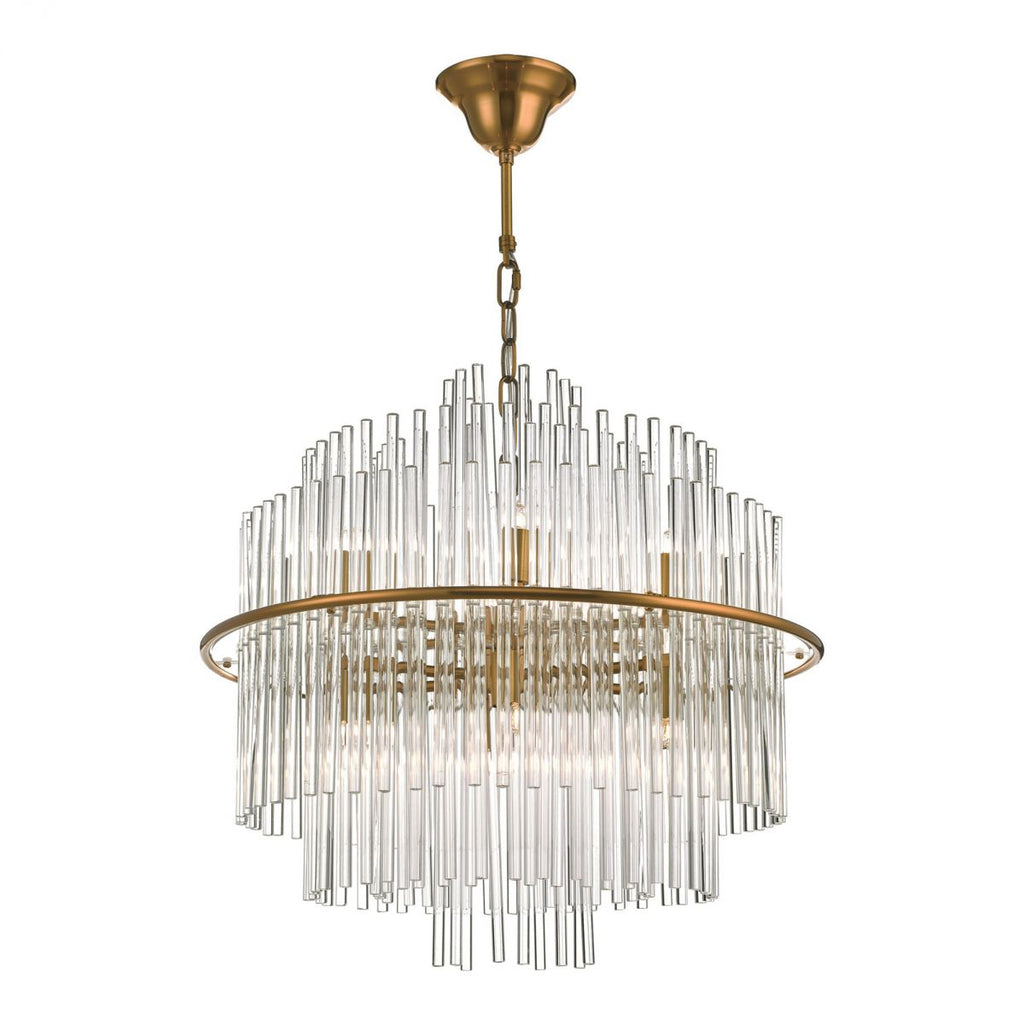dar-lighting-lukas-13-light-pendant-brushed-antique-gold-and-clear-glass