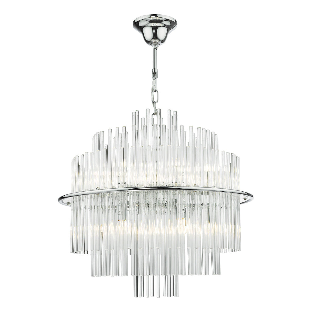 dar-lighting-Lukas-13-Light-Pendant-Polished-Chrome-Glass