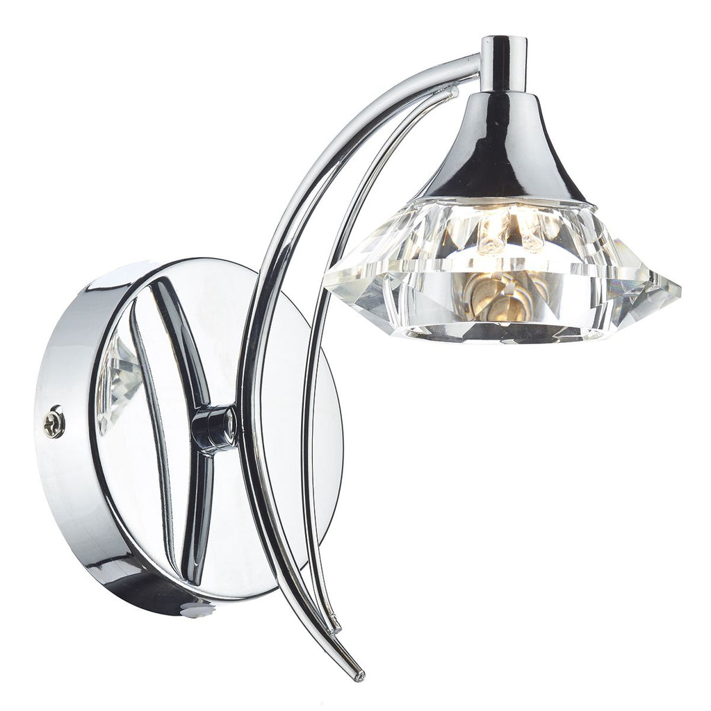 Luther Single Wall Light complete with Crystal Glass Polished Chrome by Dar Lighting