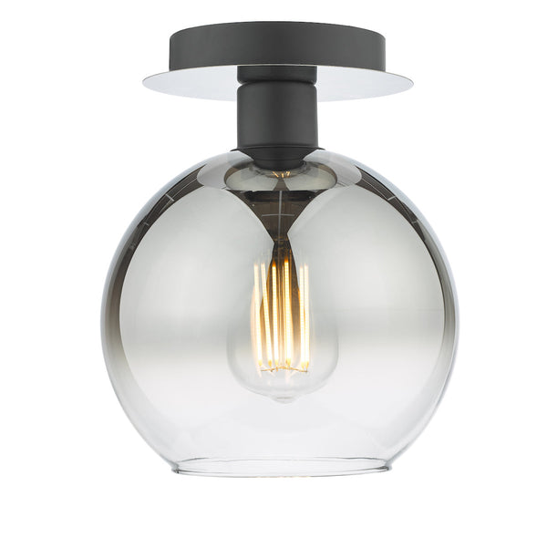 dar-lighting-Lycia-1-Light-Semi-Flush-Matt-Black-Ombre-Smoked-Glass