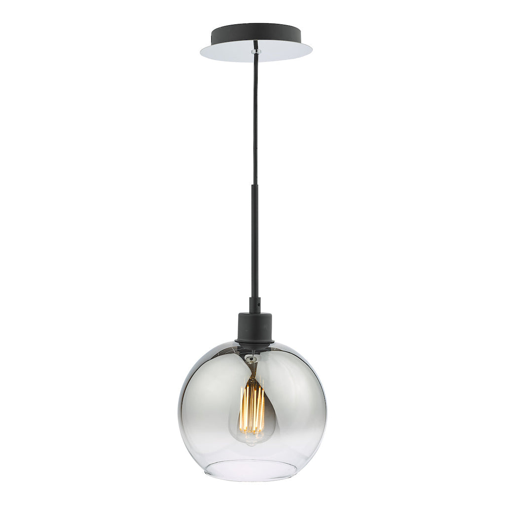 dar-lighting-Lycia-1-Light-Single-Pendant-Matt-Black-Ombre-Smoked-Glass