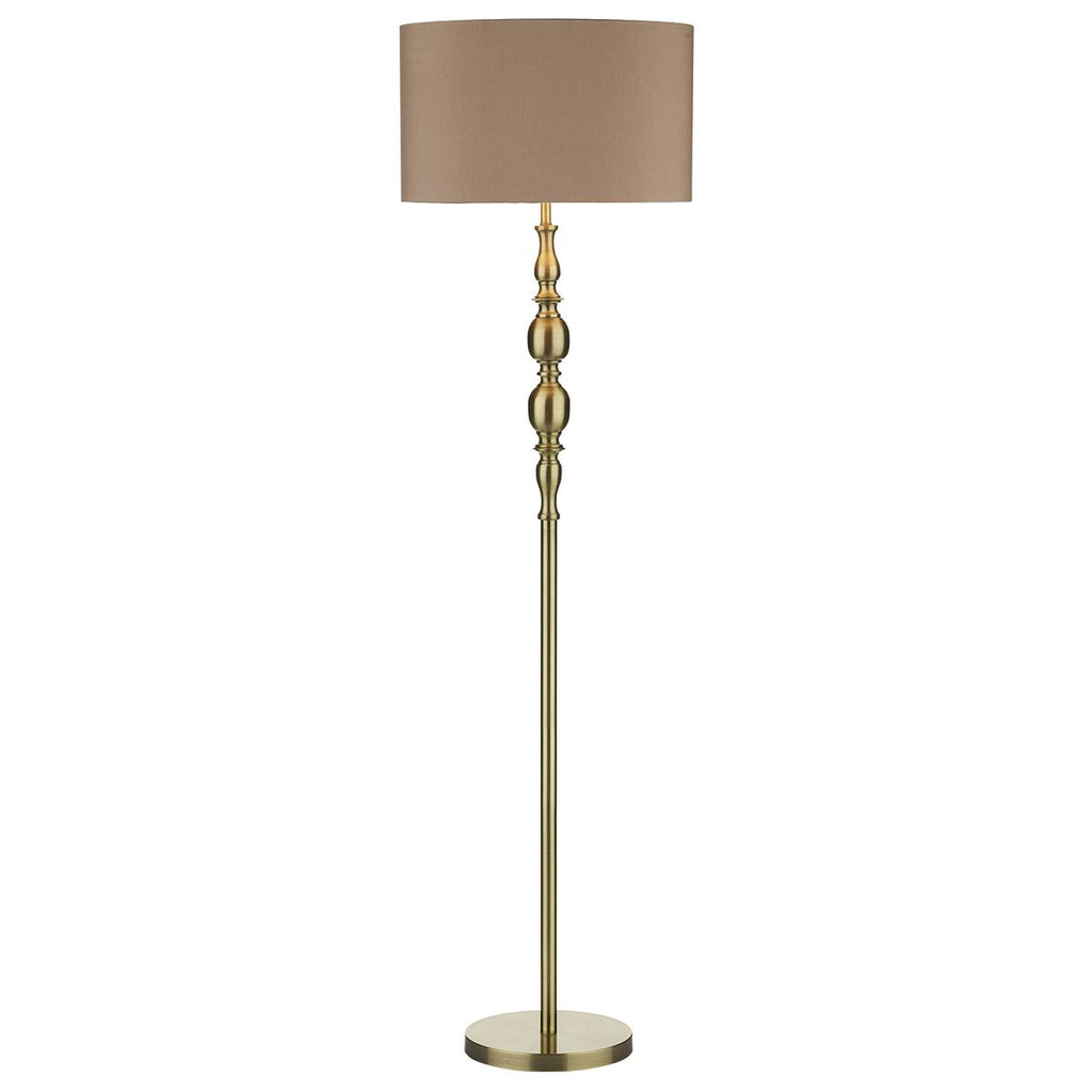 Madrid Ball Floor Lamp complete with Shade Antique Brass by Dar Lighting