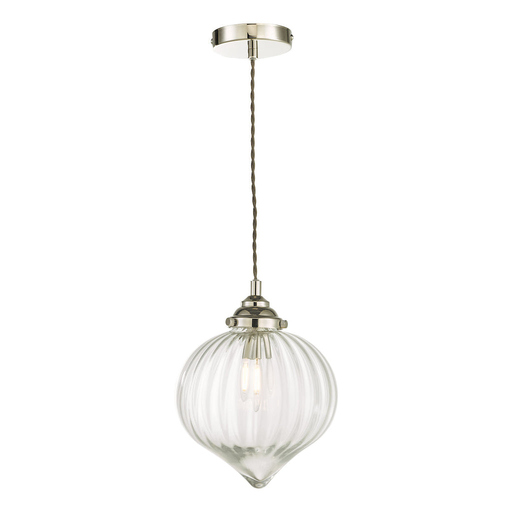 dar-lighting-Mya-1-Light-Single-Pendant-Polished-Nickel-Glass