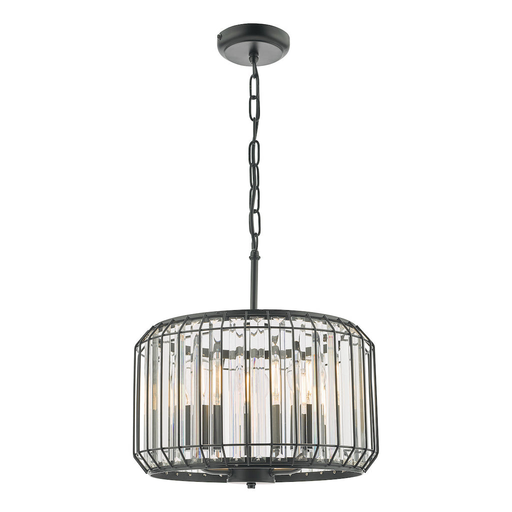 dar-lighting-Naeva 3 Light Pendant Satin Black Crystal