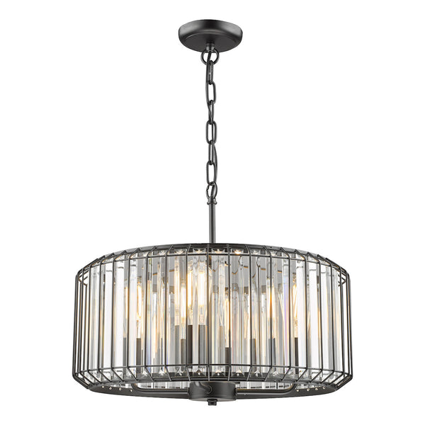 dar-lighting-Naeva 4 Light Pendant Satin Black Crystal