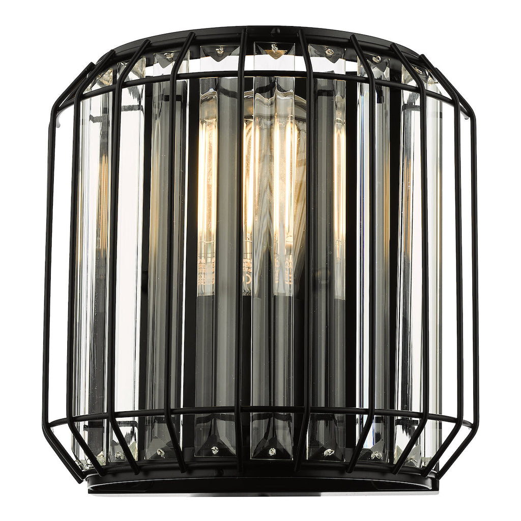 dar-lighting-Naeva 2 Light Wall Light Matt Black Glass