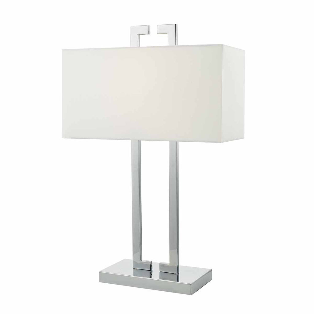 Nile Table Lamp Polished Chrome c/w Ivory Shade by Dar Lighting