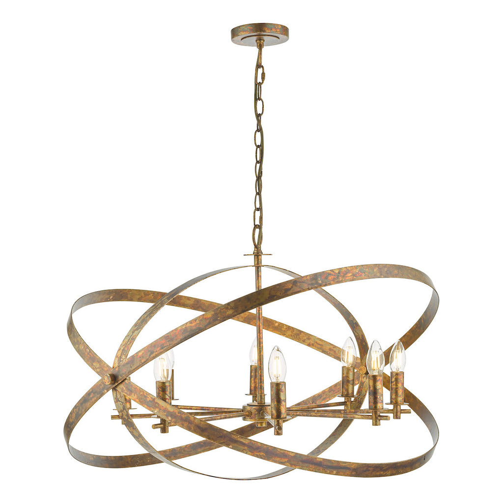 dar-lighting-Nitya 8 Light Pendant Mottled Copper