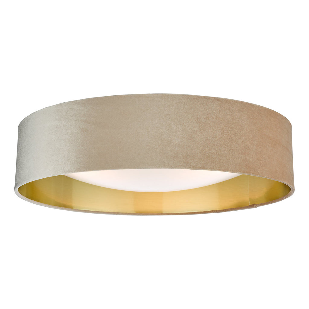 dar-lighting-Nysa 3 Light Flush Velvet Taupe Shade 60cm
