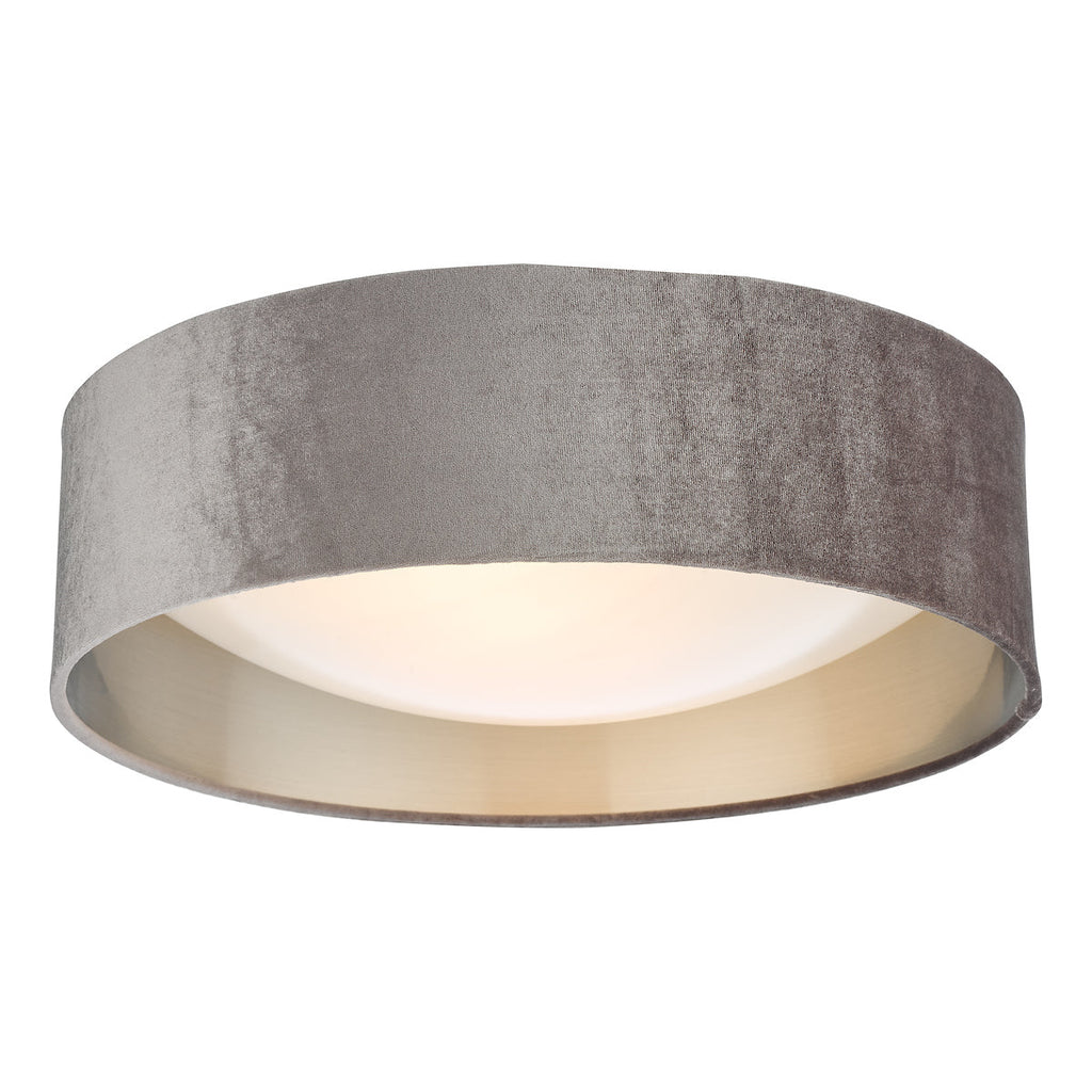 dar-lighting-Nysa 2 Light Flush Velvet Mink Shade 40cm