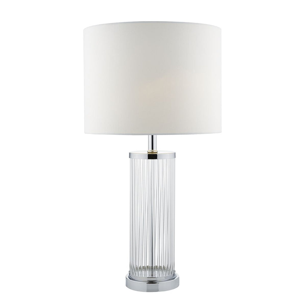 Olalla TL Polished Chrome and Clear Glass Complete With Ivory Shade by Dar Lighting