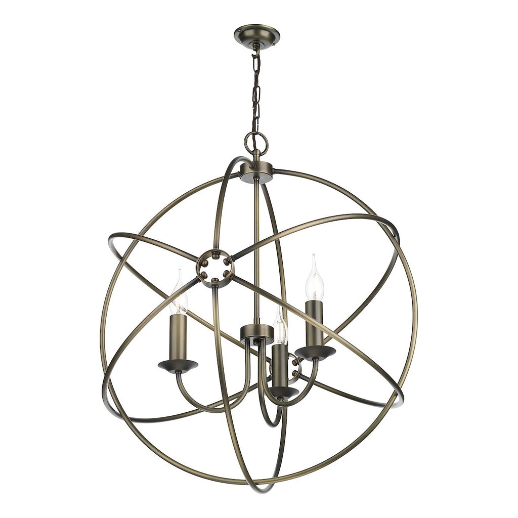 Orb 5 Light Pendant in Antique Brass by David Hunt Lighting