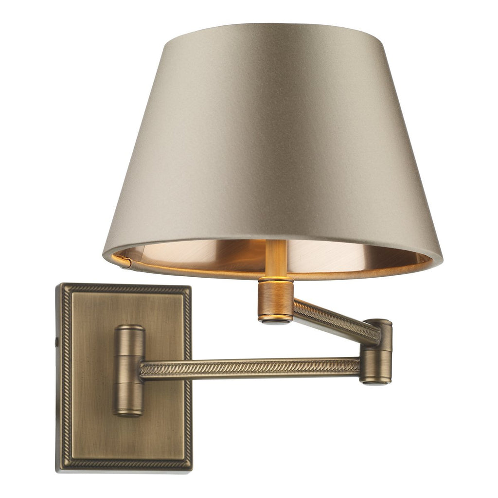 PIMLICO Wall light in antique brass with swivel arm by David Hunt Lighting