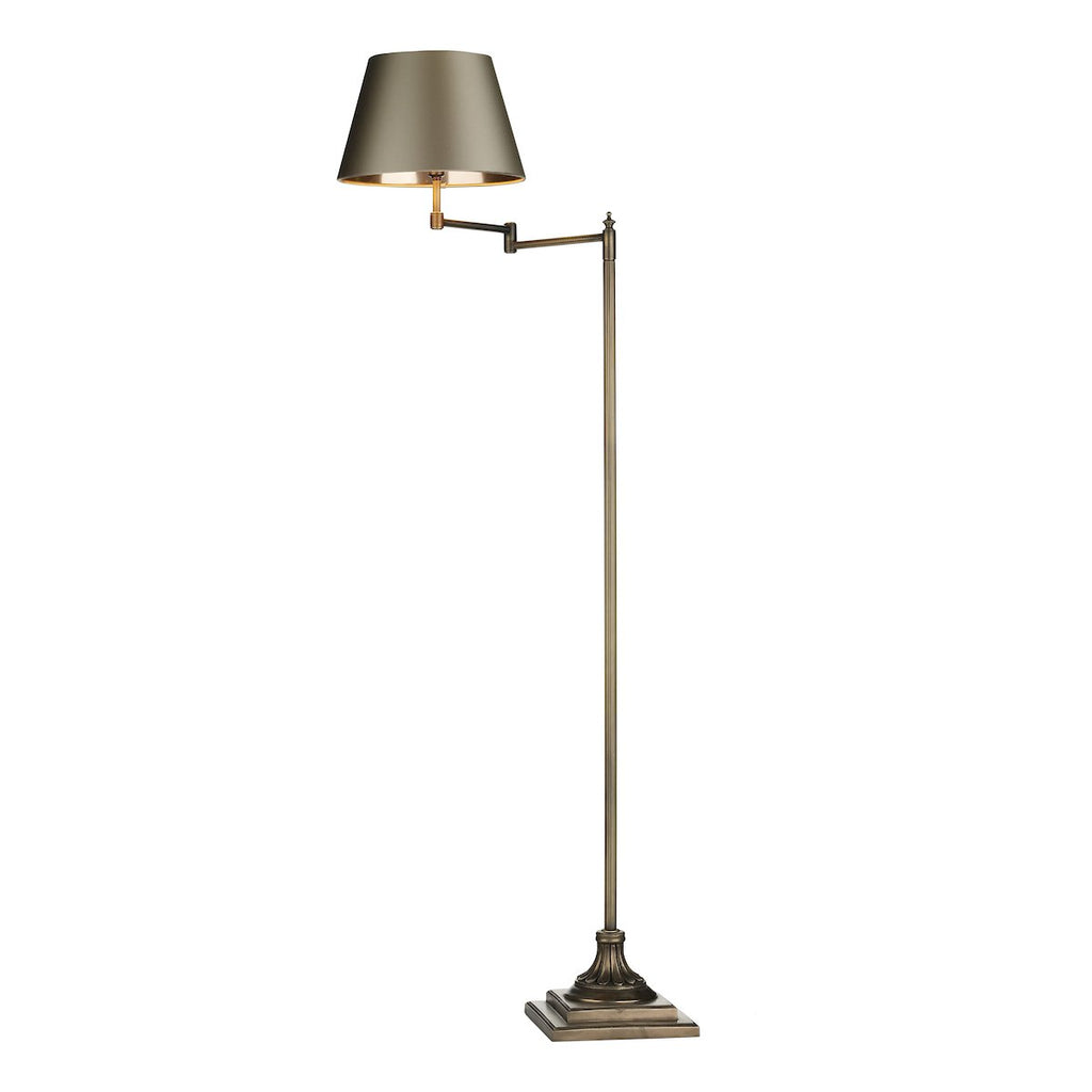 PIMLICO Floor lamp in antique brass with swivel arm by David Hunt Lighting