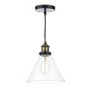 Ray 1 Light Pendant Antique Brass Clear by Dar Lighting