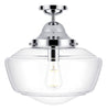 Rydal semi flush pendant chrome with clear glass, IP44 rated by David Hunt Lighting