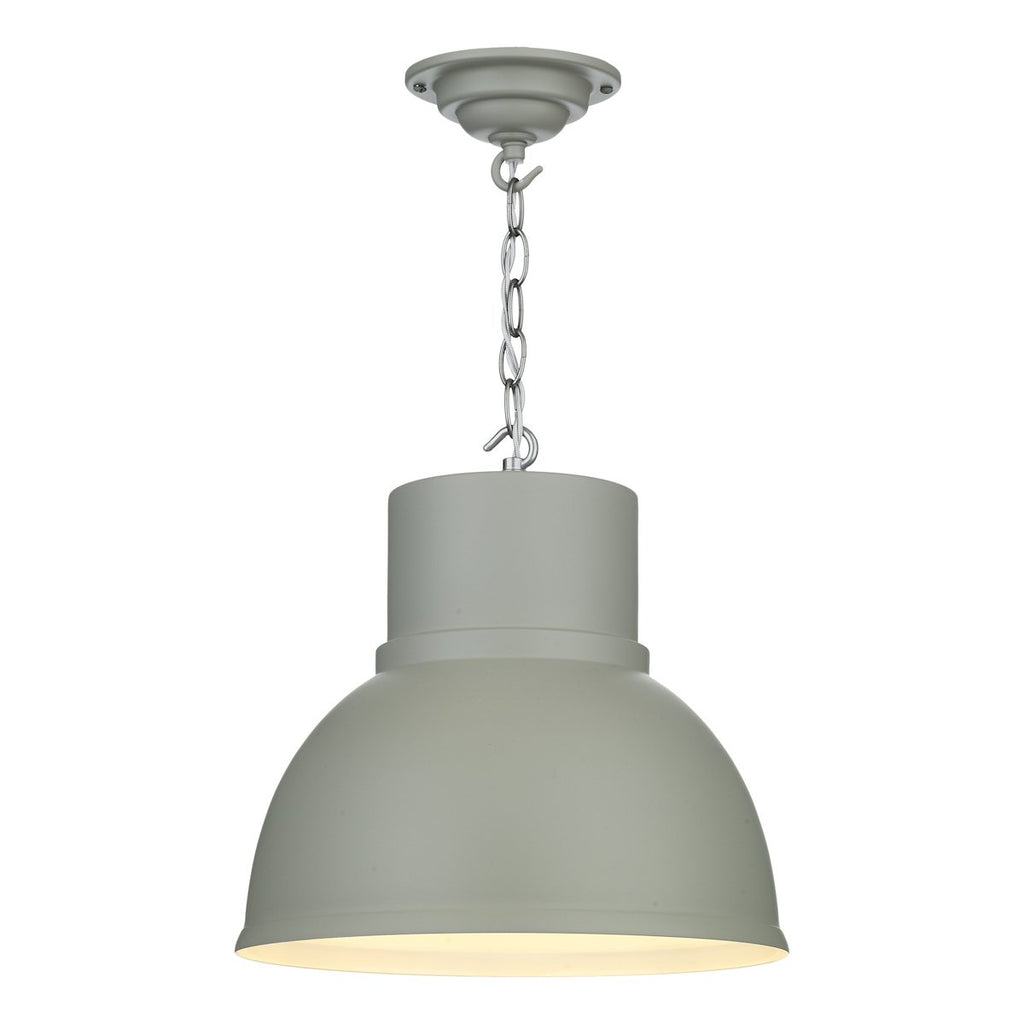 SHOREDITCH Single large pendant Smoke blue / brushed chrome inner by David Hunt Lighting