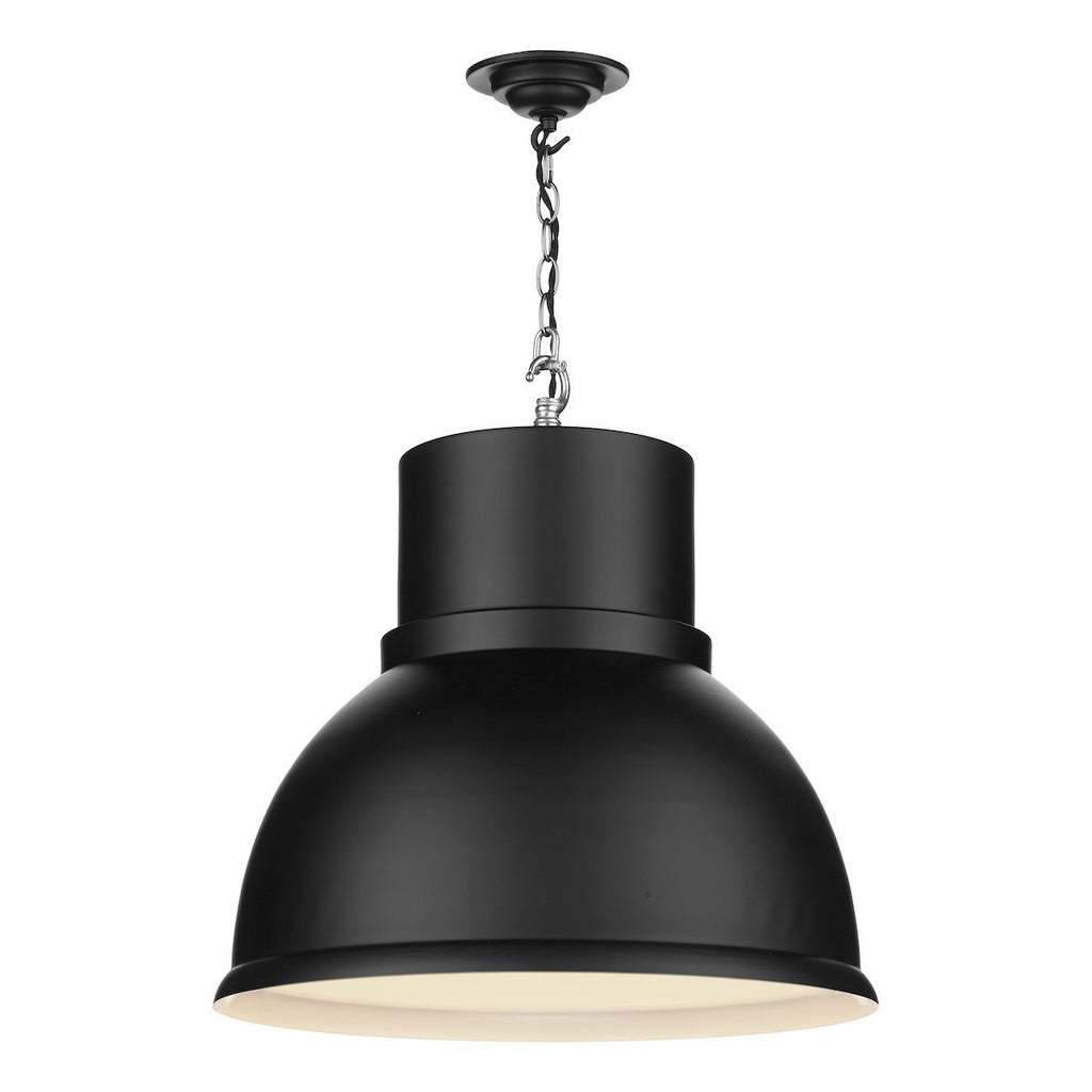 SHOREDITCH Single small pendant Smoke blue / brushed chrome inner by David Hunt Lighting