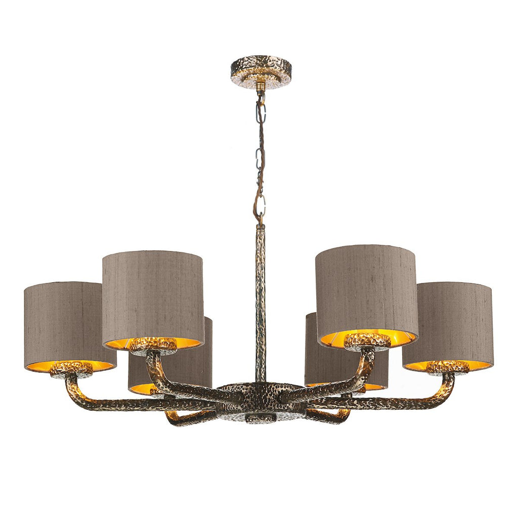 Sloane 6 Light Dual Mount Pendant in bronze comes with Bespoke shade by David Hunt Lighting