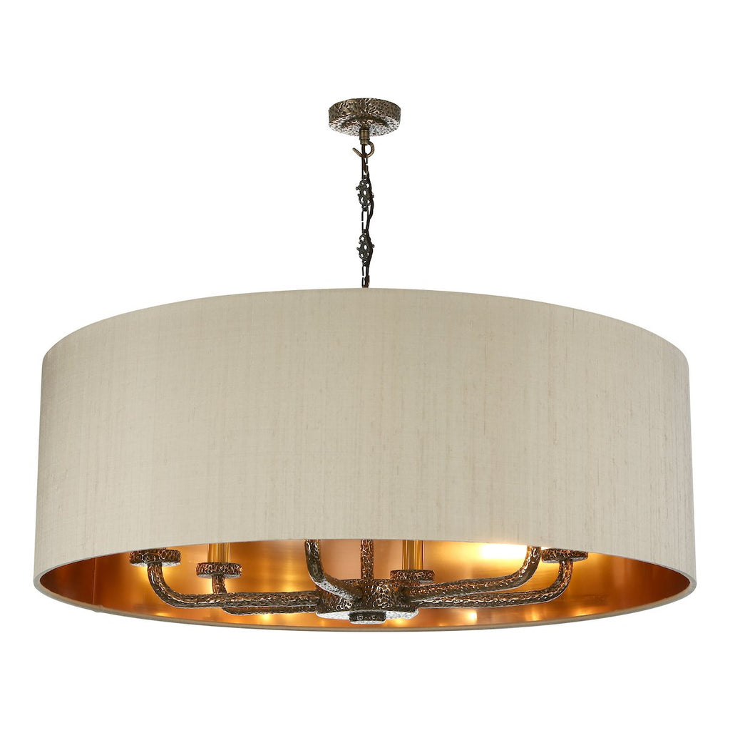 SLOANE 6 light large pendant in bronze with bespoke shade by David Hunt Lighting