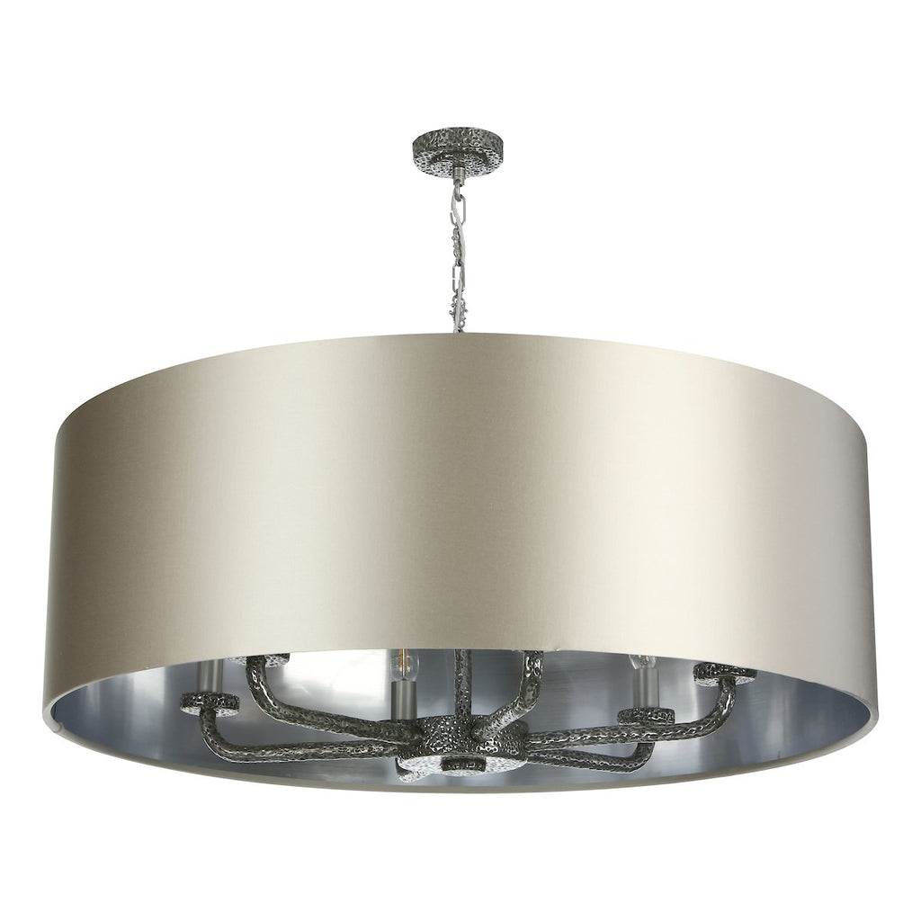 SLOANE 6 light large pendant in pewter with bespoke shade by David Hunt Lighting