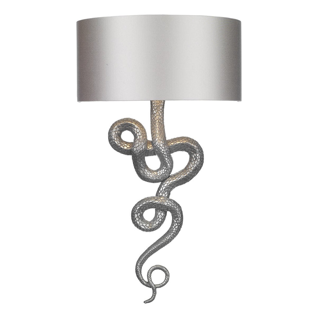 Snake Single Wall Light in pewter comes with bepoke shade by David Hunt Lighting