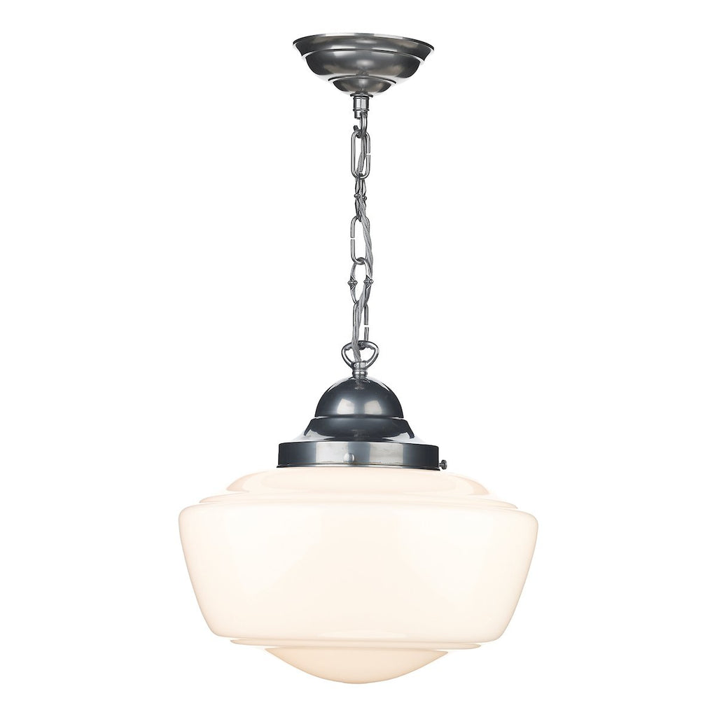 Stowe 1 Light Satin Chrome Opal Glass Pendant by David Hunt Lighting