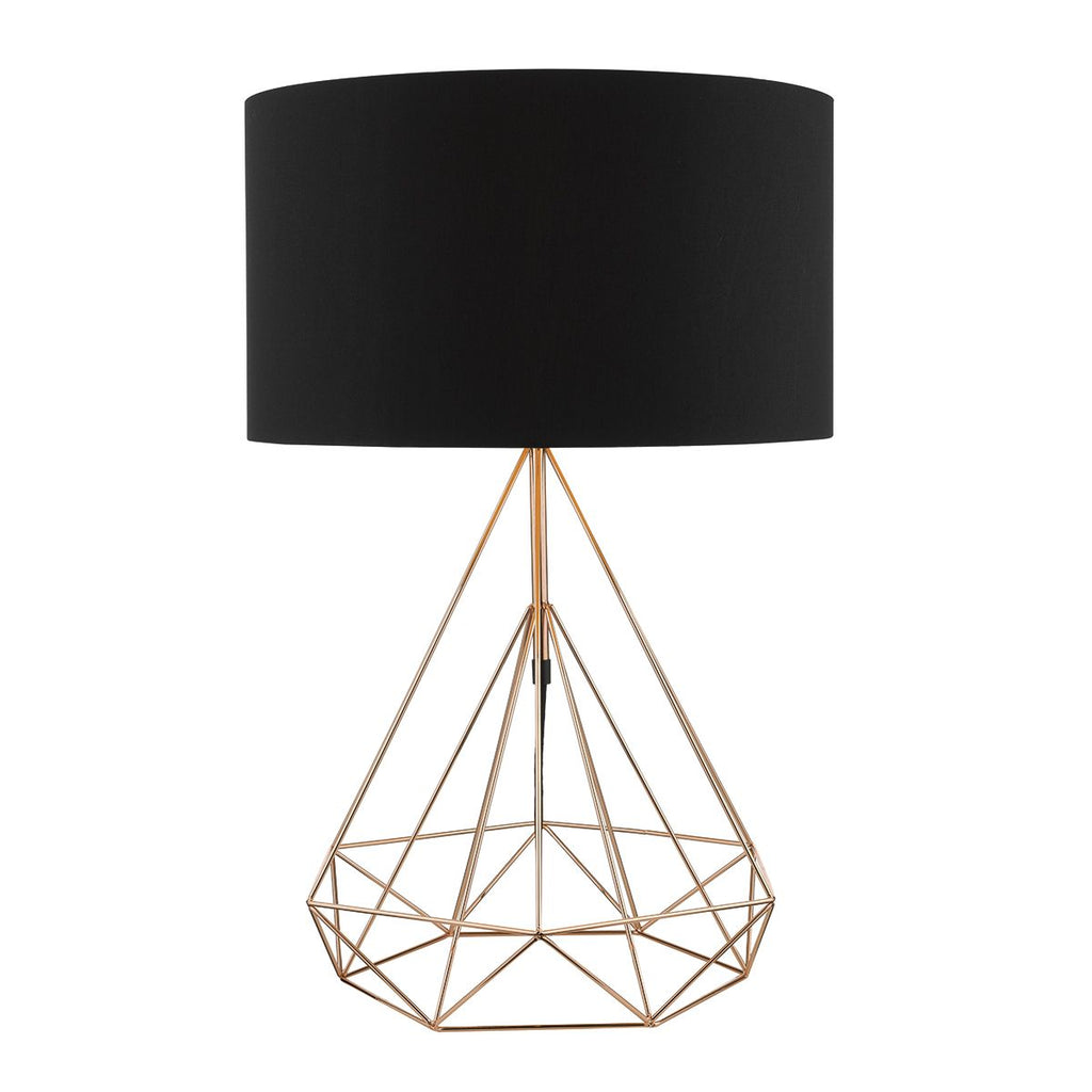 Sword Table Lamp Copper c/w Black Cotton Shade by Dar Lighting