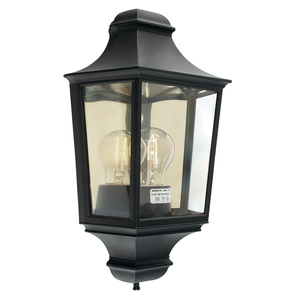Turin 1 Light Half Lantern - Black - Norlys