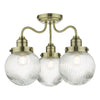 dar-lighting-Tamara 3 Light Bathroom Semi Flush Antique Brass Ribbed Glass IP44
