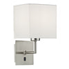 Tibet Wall Light Satin Chrome complete with Shade by Dar Lighting