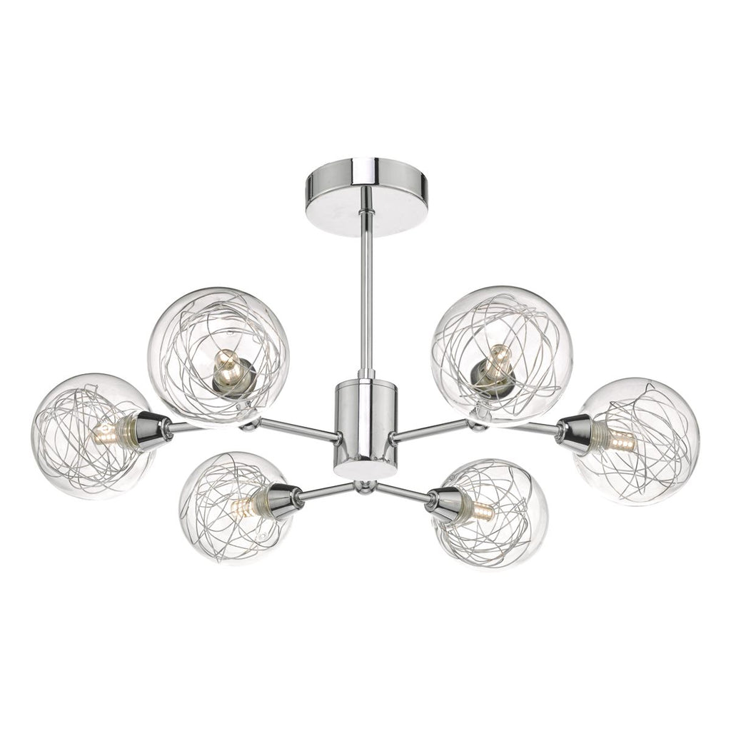 dar-lighting-tyka-6lt-semi-flush-polished-chrome-&-glass