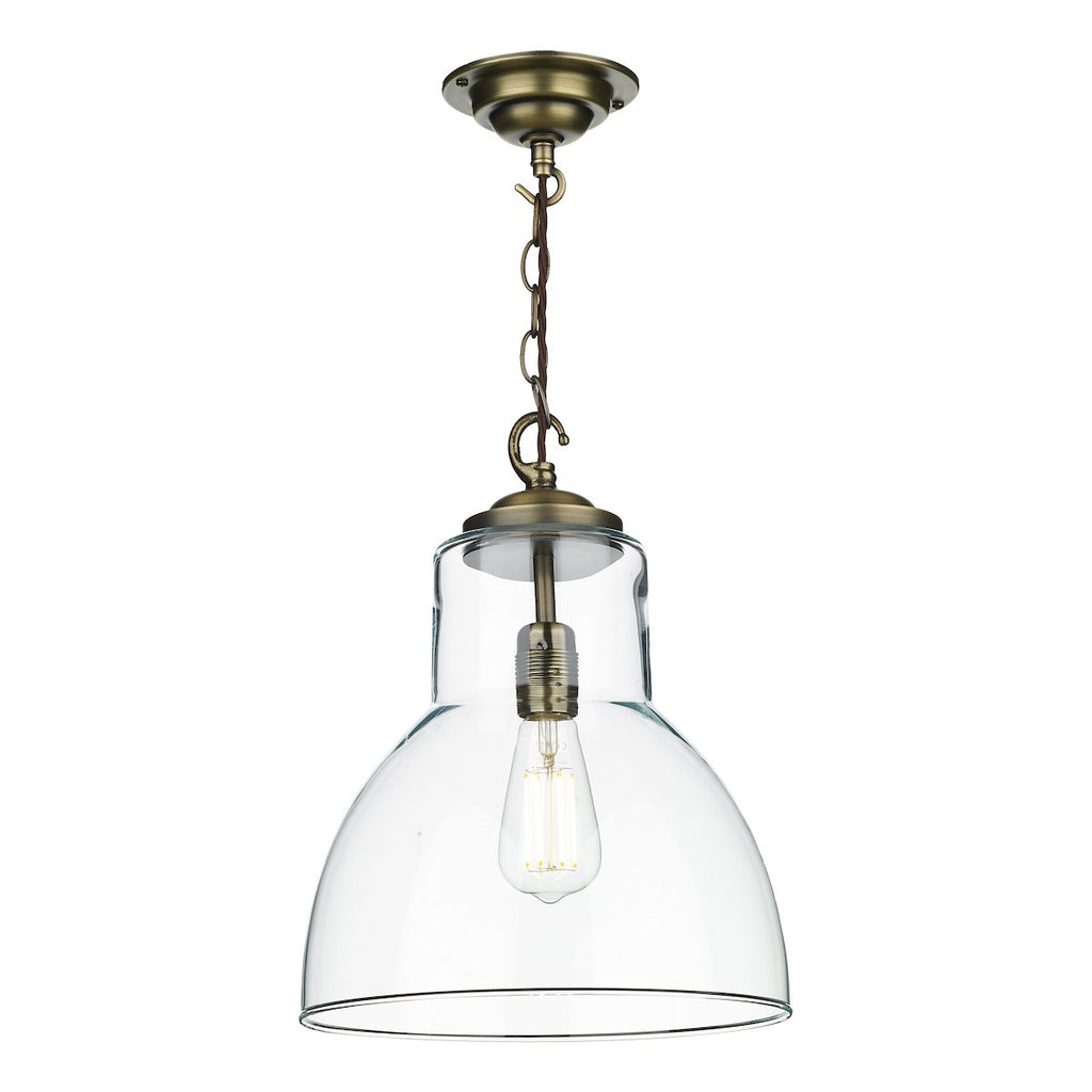 UPTON Single large pendant in antique brass by David Hunt Lighting
