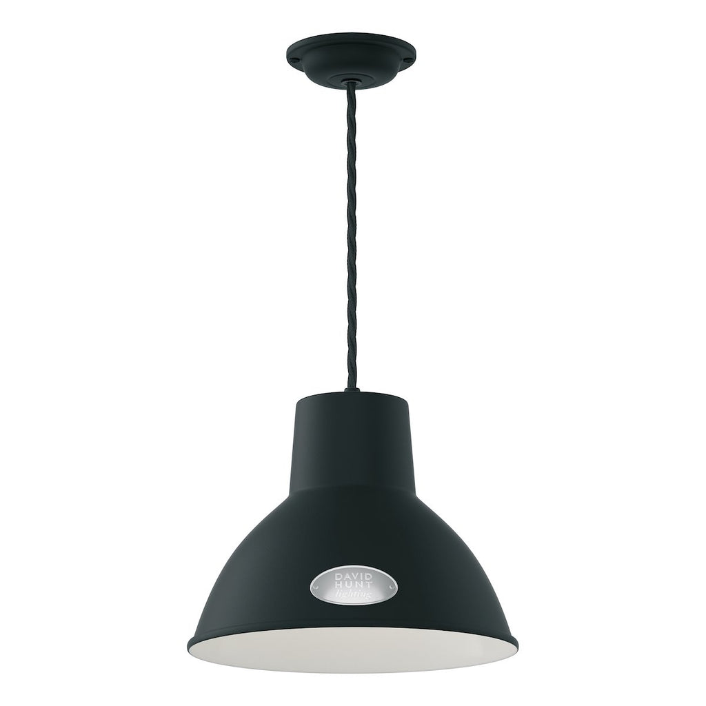 Utlility 1 light Small pendant Black with White inner by David Hunt Lighting