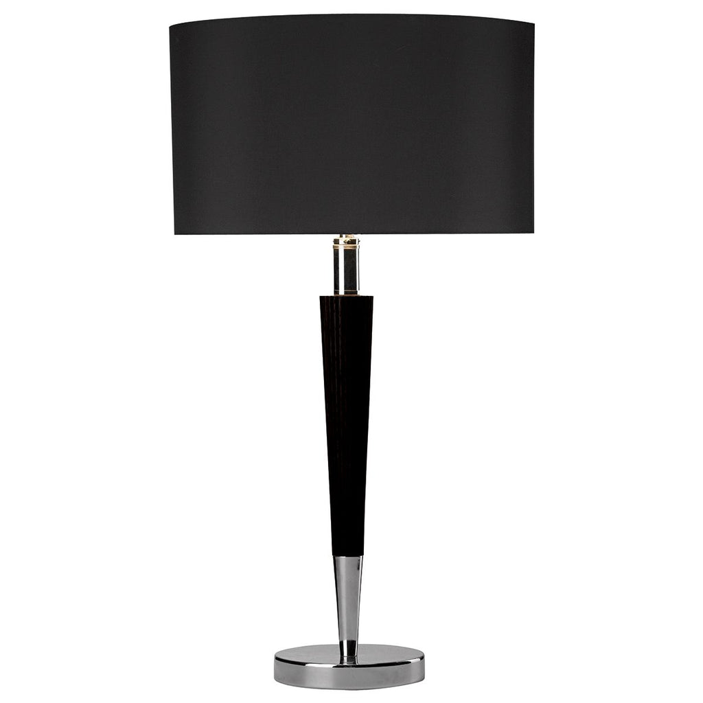Viking Table Lamp Polished Chrome & Black complete with Black Linen Shade VIK1322 by Dar Lighting