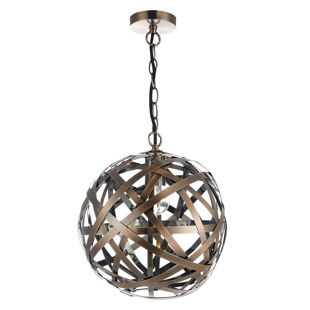 Voyage 1 Light Pendant Antique Copper Ball by Dar Lighting