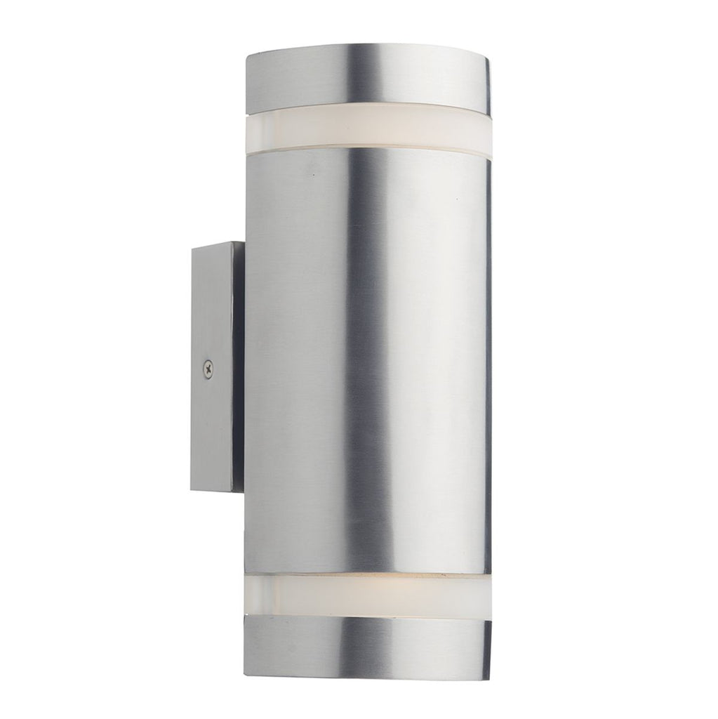 Wessex 2 Light Cylinder Stainless Steel Wall Light LED IP44 by Dar Lighting